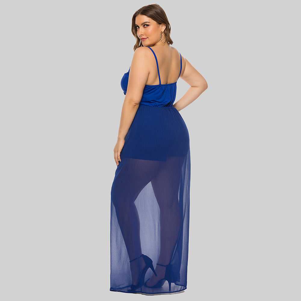 Plus Size Summer Women Chiffon Pure Color Long Dress Bow Sexy Bust Skirt Sai Feel Plus Size Summer Women Chiffon Pure Color Long Dress Bow Sexy Bust Skirt Sai Feel
