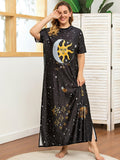 Plus Size Sun Star Print Dress Sai Feel