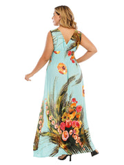 Plus Size Surplice Neck Smocked Waist Maxi Dress Sai Feel