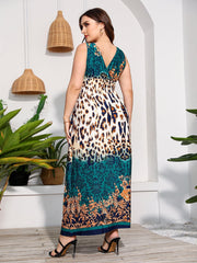 Plus Size V-neck Print Maxi Dress Beach Dress Sai Feel