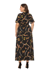 Plus Size V-neck Printing Dress Sai Feel