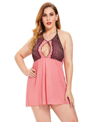 Plus Size(XL-4XL)Nightdress Sleepwear Floral Lace Mesh Woman's sexy Lingerie Dress with thongs Sai Feel