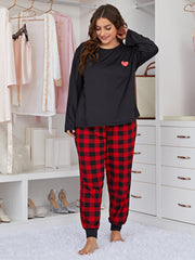 Plus Size  XL-4XL Womens' Pajama Set-Long Sleeve Shirt and Plaid Pajama Pants Pj Set;Home Nightwear Sleepsuit Loungewear set Sai Feel