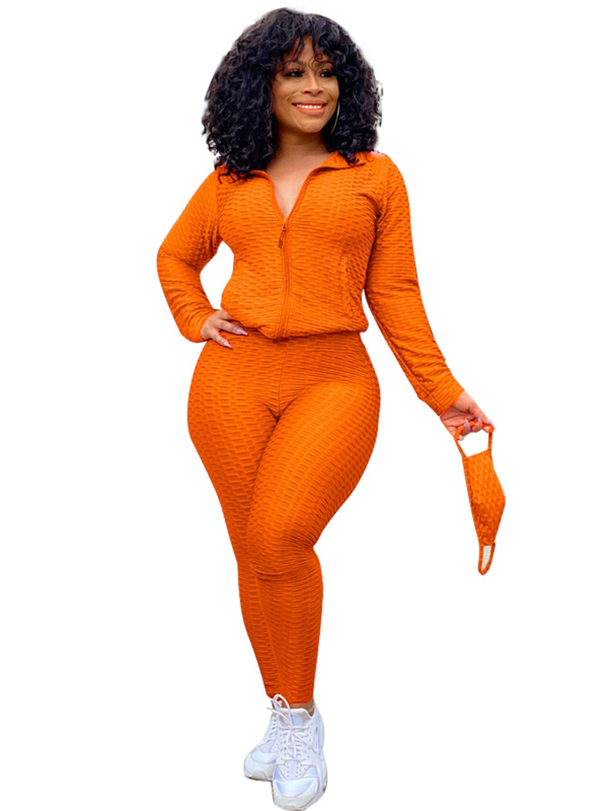 Plus Size Zip Up Sweatshirt & Legging Set Sai Feel