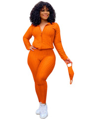 Plus Size Zip Up Sweatshirt & Legging Set Sai Feel