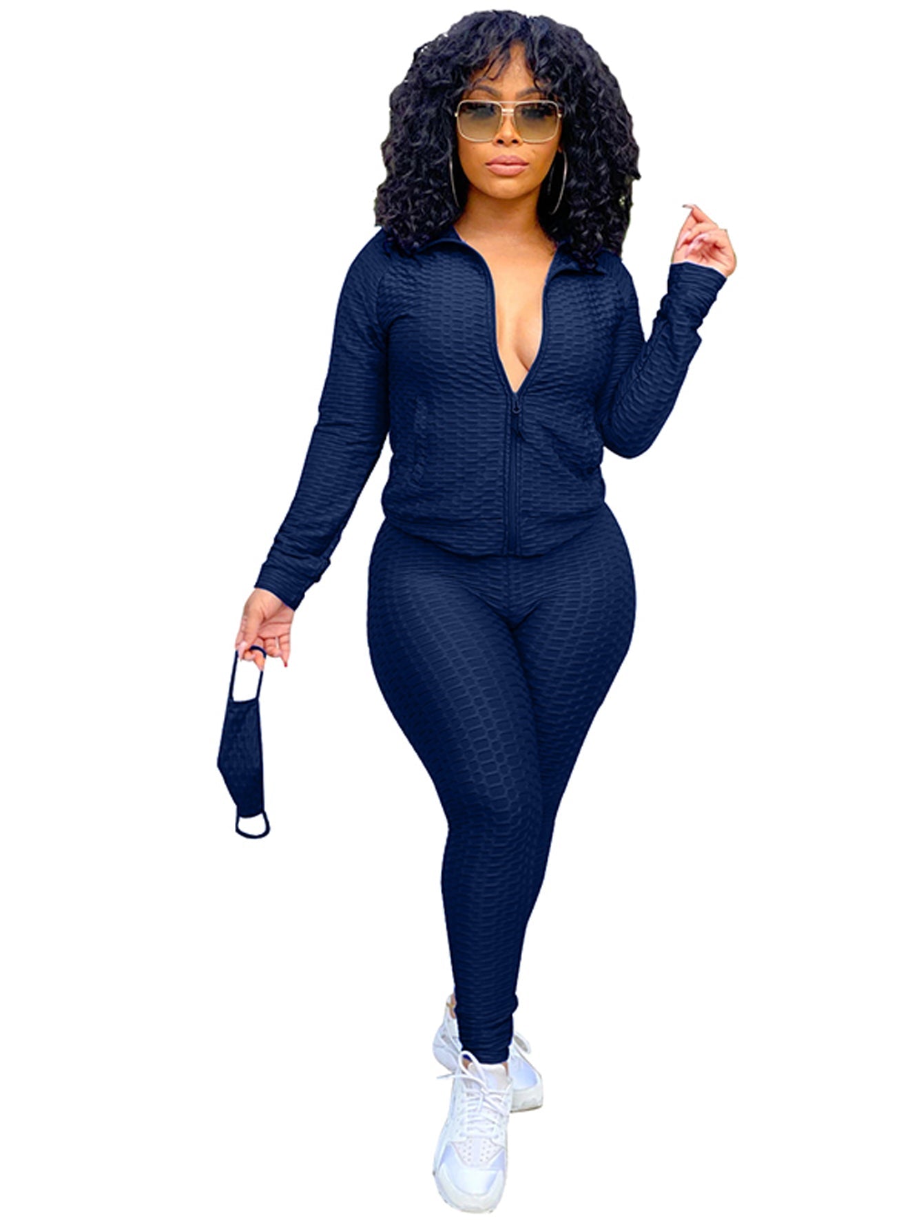 Plus Size Zip Up Sweatshirt & Legging Set Sai Feel