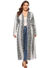 Plus Snakeskin Print Open Front Longline Coat Sai Feel