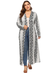 Plus Snakeskin Print Open Front Longline Coat Sai Feel