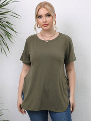 Plus Split Side Curved Hem Tee Sai Feel