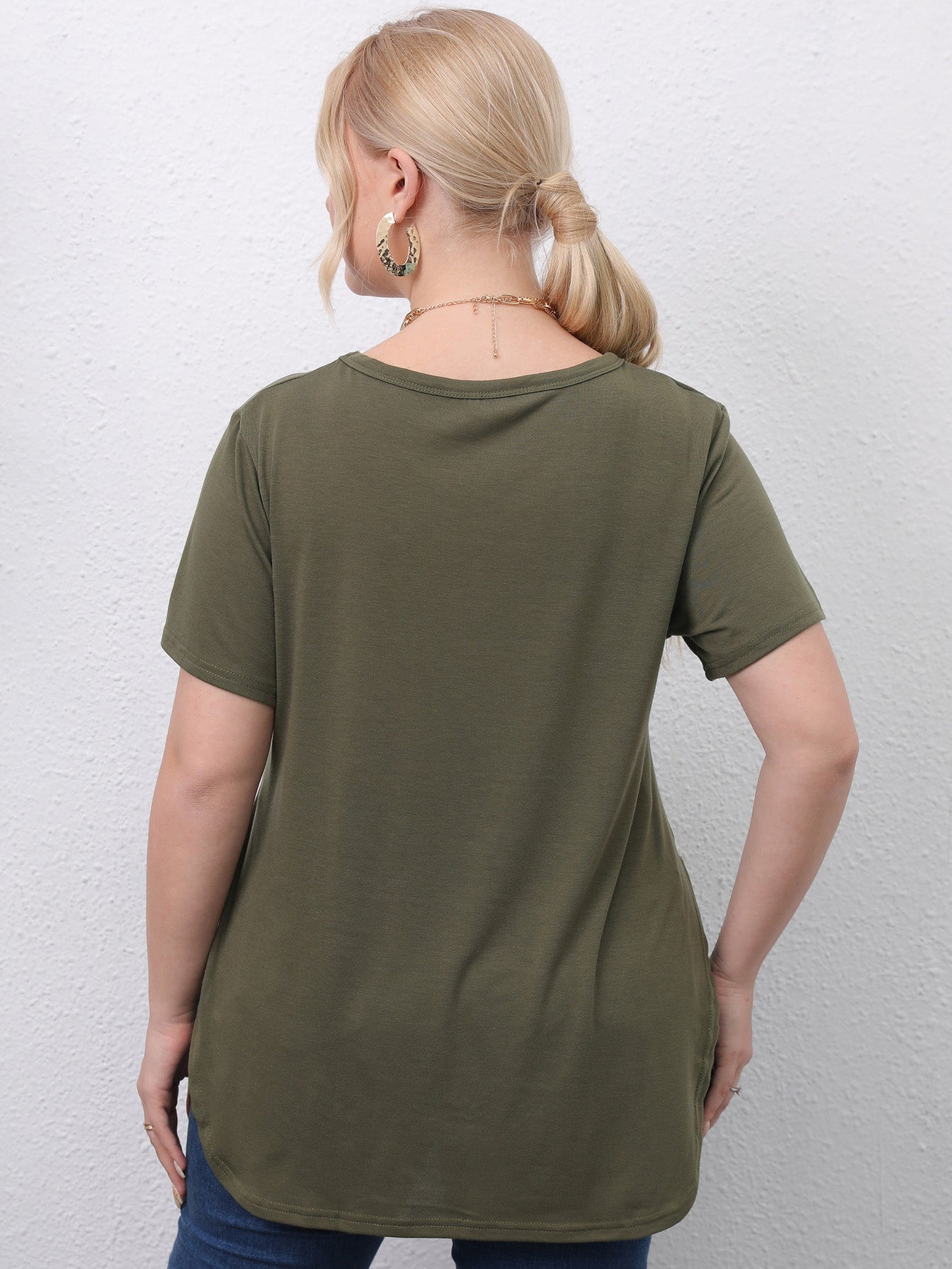 Plus Split Side Curved Hem Tee Sai Feel