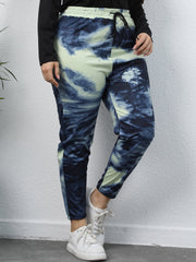 Plus Tie Dye Drawstring Waist Skinny Pants Sai Feel