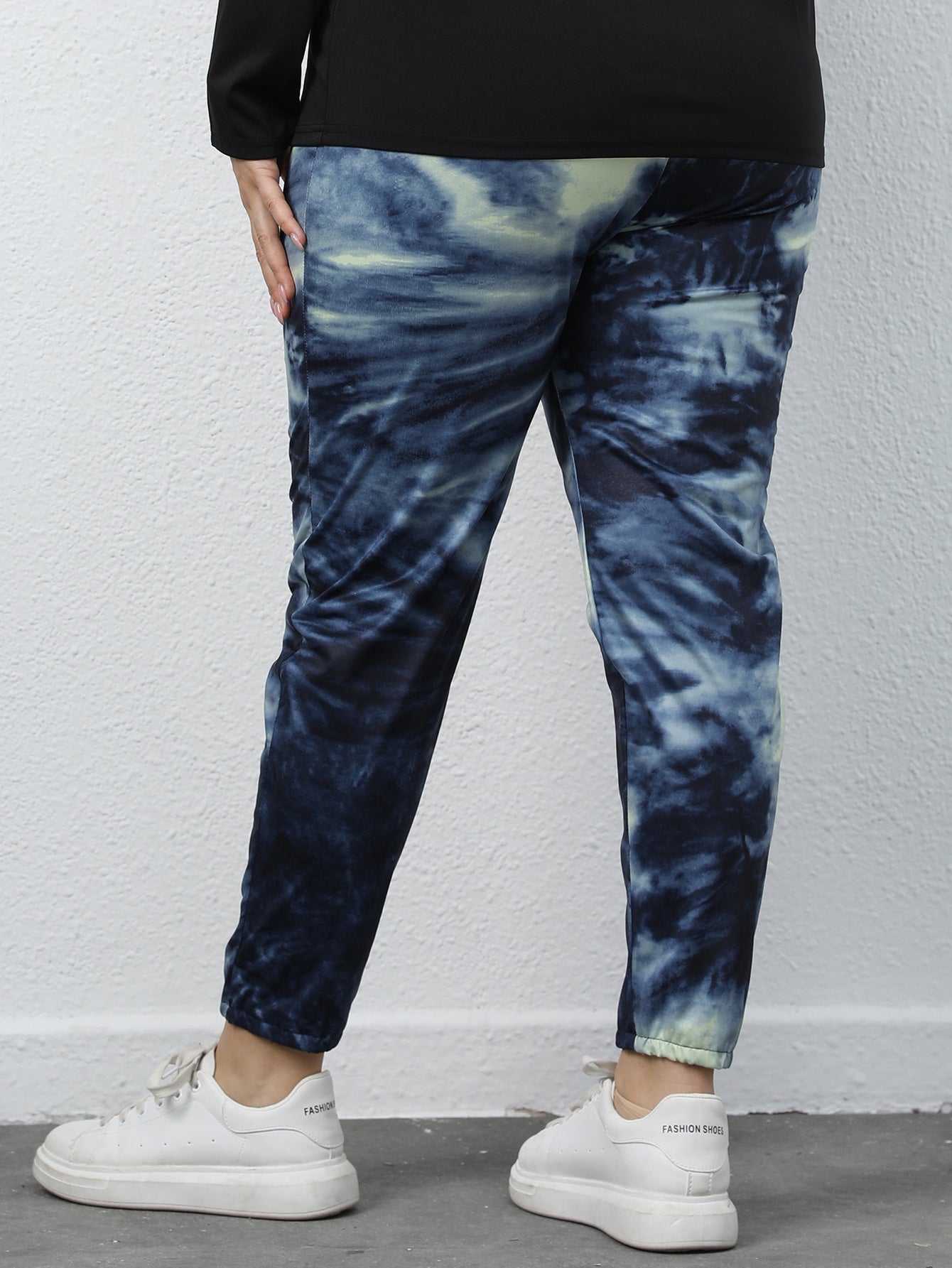 Plus Tie Dye Drawstring Waist Skinny Pants Sai Feel