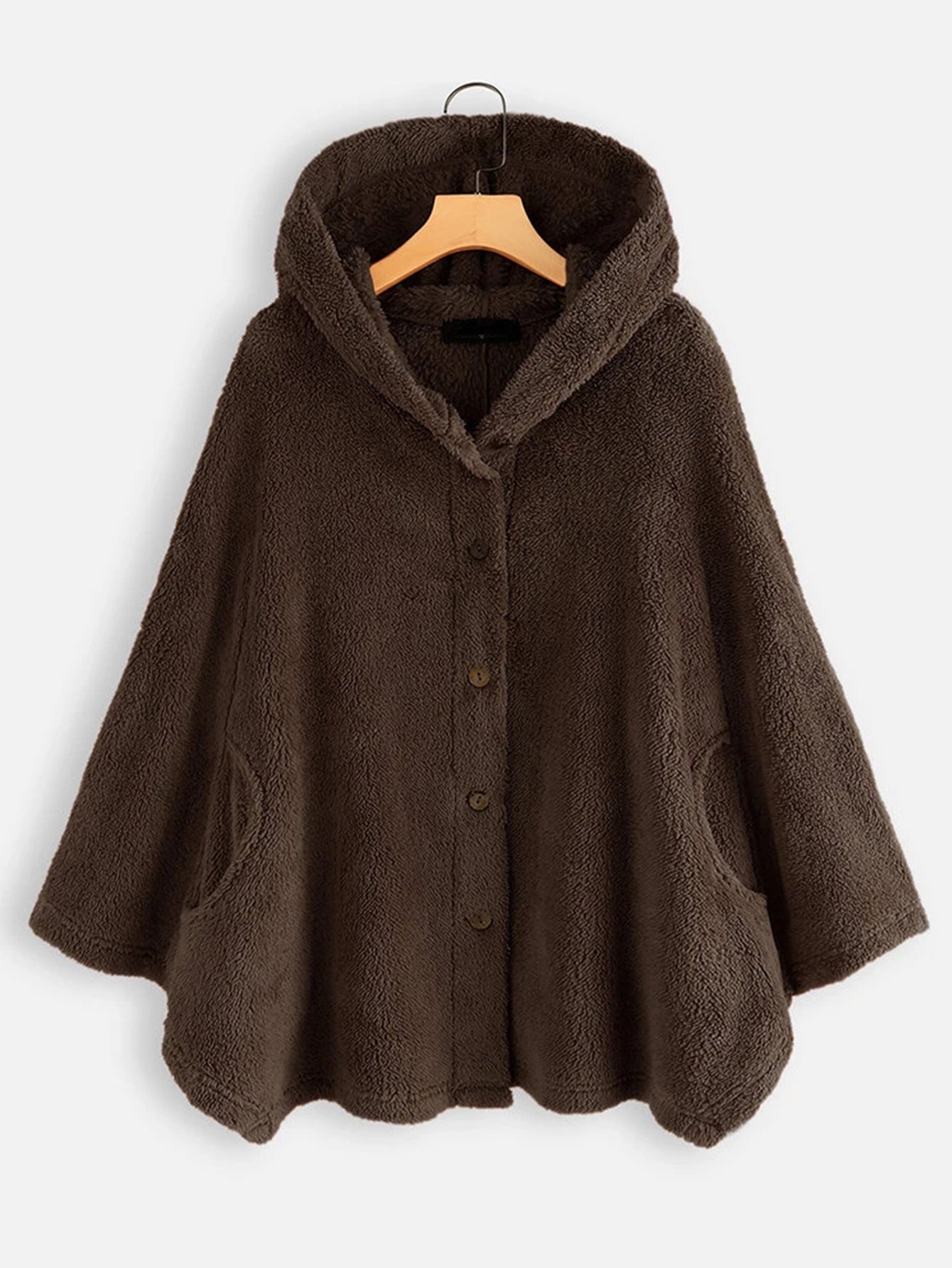 Plus size Hooded plush cardigan oversized long-sleeved coat Sai Feel