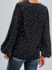 Plus-size V-neck polka dot loose lantern long-sleeve shirt Sai Feel