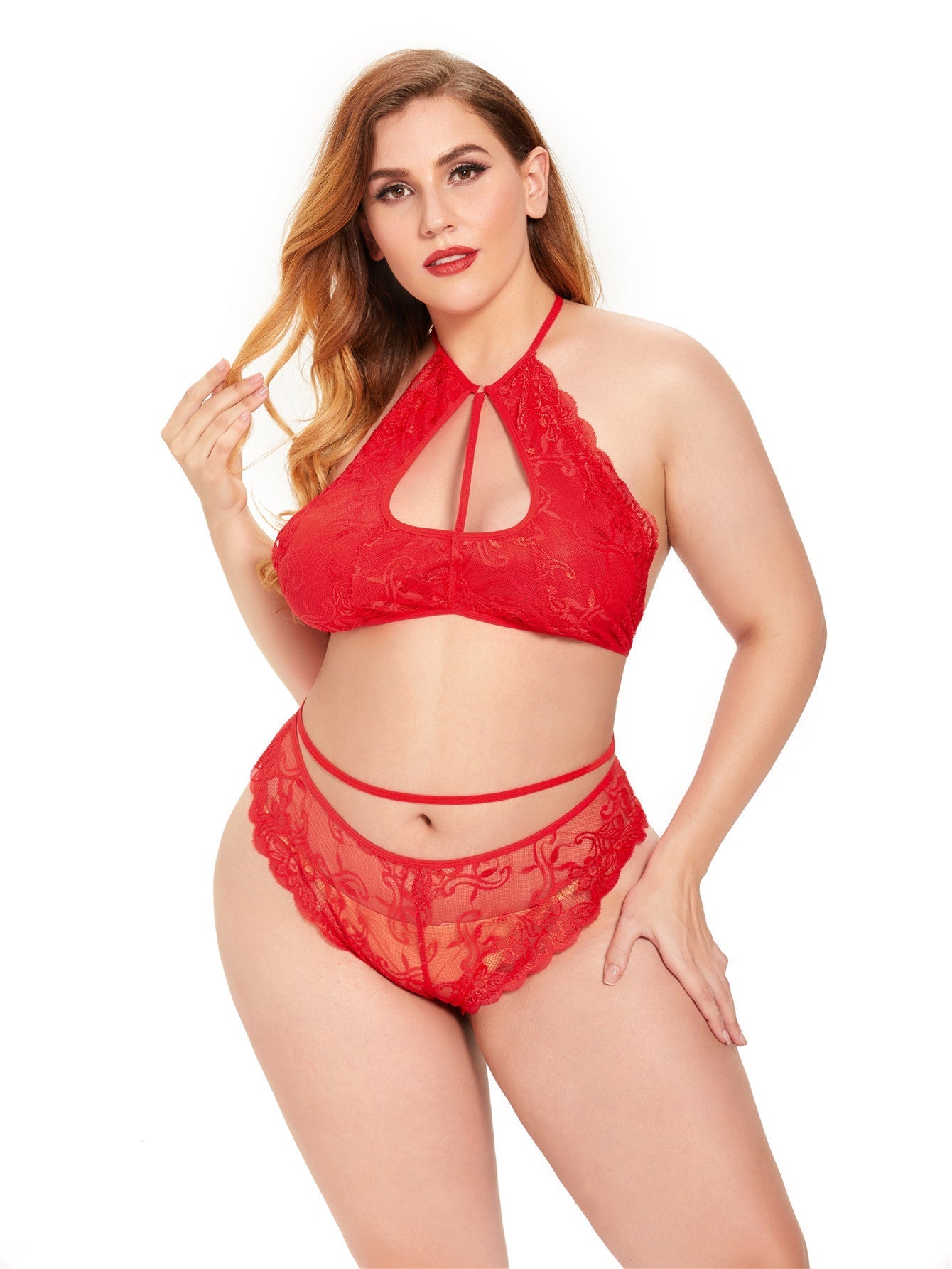 Plus size (XL-4XL) 2PCS Women's Underwear Lingerie Straps Bralette and Panty Set Sai Feel