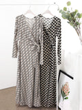 Plus size long sleeve bleted plaid dress Sai Feel