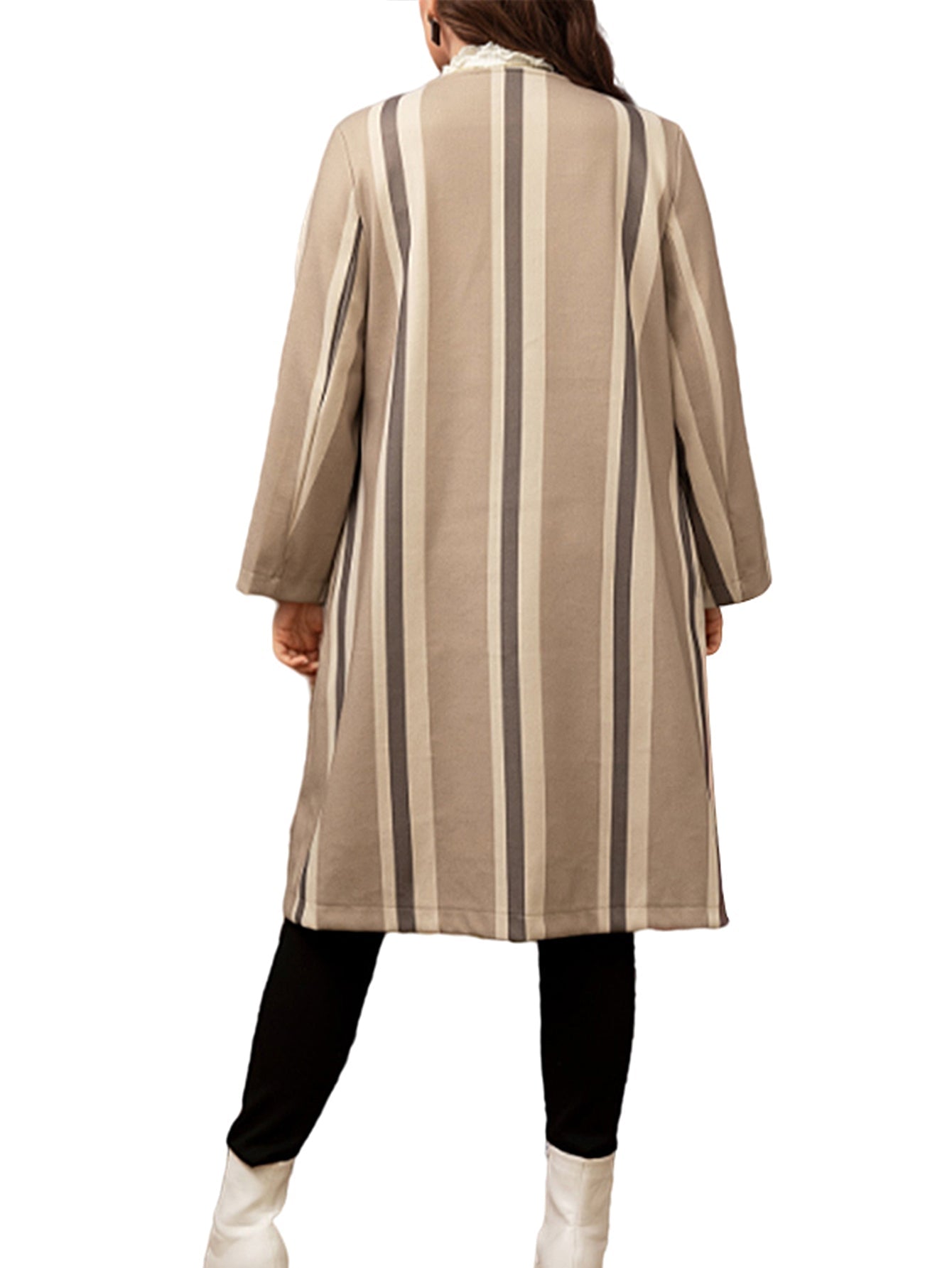 Plus size medium long style stripe coat Sai Feel