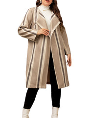 Plus size medium long style stripe coat Sai Feel