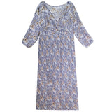 Plus size sexy deep V bubble sleeve flower dress Sai Feel