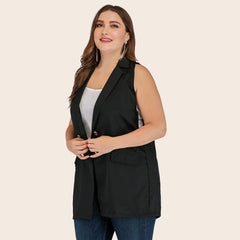Plus size women's dress solid color OL style commuter suit fashion double breasted loose waistcoat Sai Feel