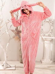 Plush Materials Animal Pajamas - Adult One Piece Cosplay Bunny Costume Sai Feel