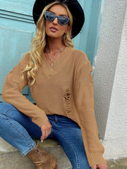 Pointelle V Neck Sweater Pullover Sai Feel