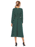 Polka Dot Crew Neck Elastic Waist Dress Sai Feel