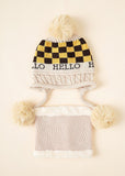 Pompom Detail Beanie & Infinity Scarf 2 Pieces Set Sai Feel