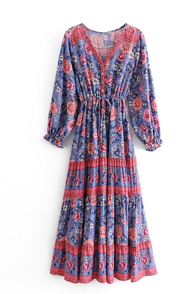 Print Floor-Length Long Sleeve Fall Women's Dress Sai Feel