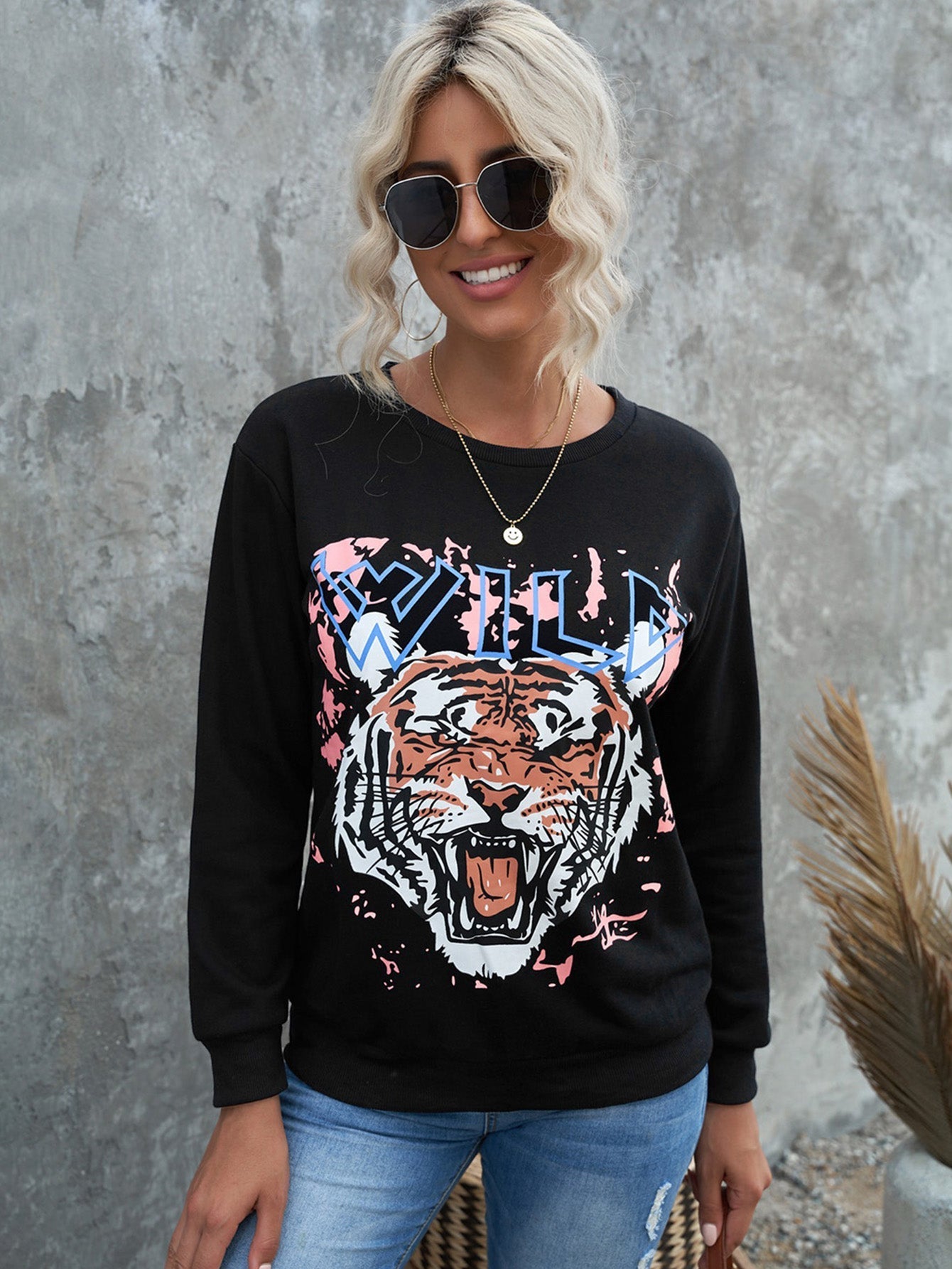 Print Pullover Graphic Sweatshirt Sai Feel