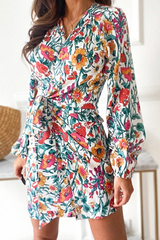 Print Split Joint V Neck Waist Skirt Dresses(4 colors) Sai Feel