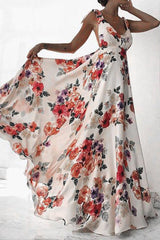 Print V-Neck Floor-Length Sleeveless Floral Women's Dress Sai Feel