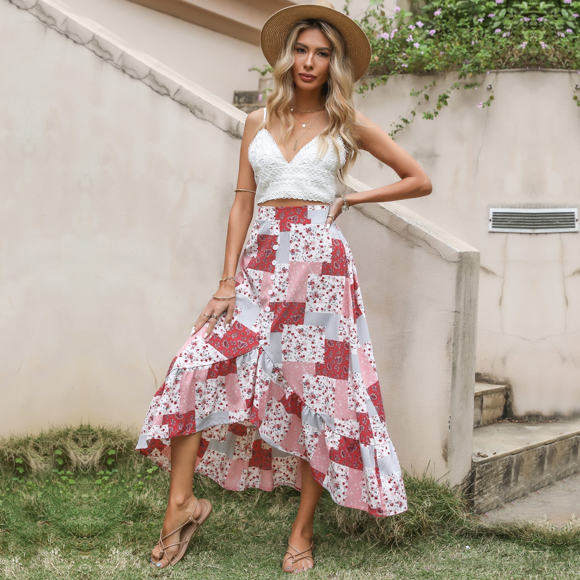 Printed Irregular Skirt Sai Feel