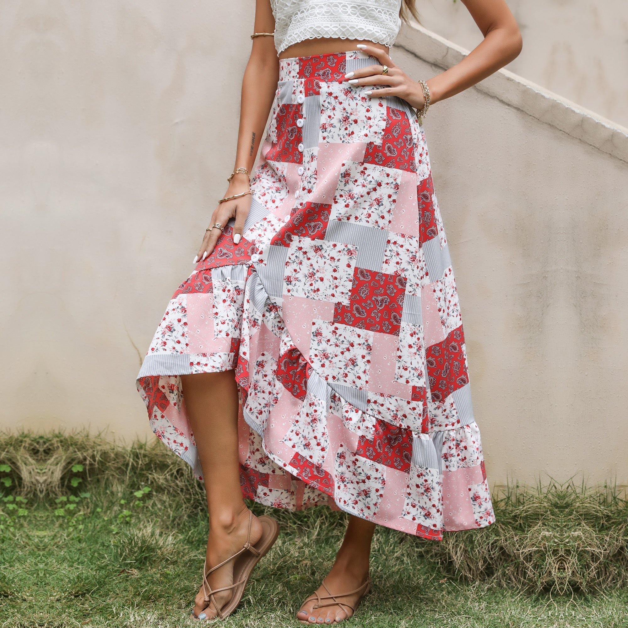 Printed Irregular Skirt Sai Feel