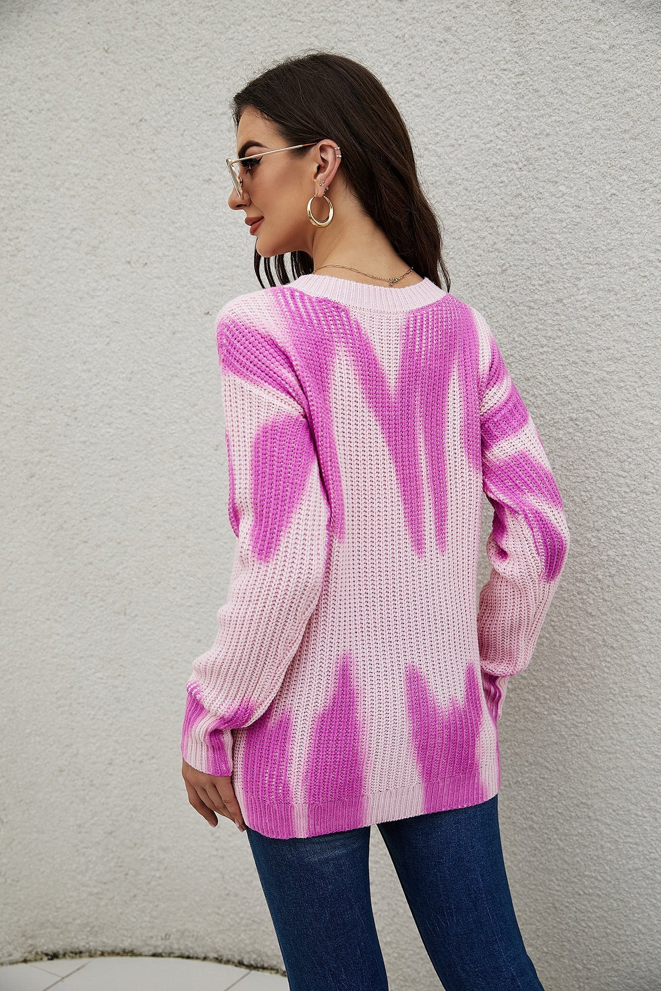 Printing and dyeing long-sleeved sweater Sai Feel