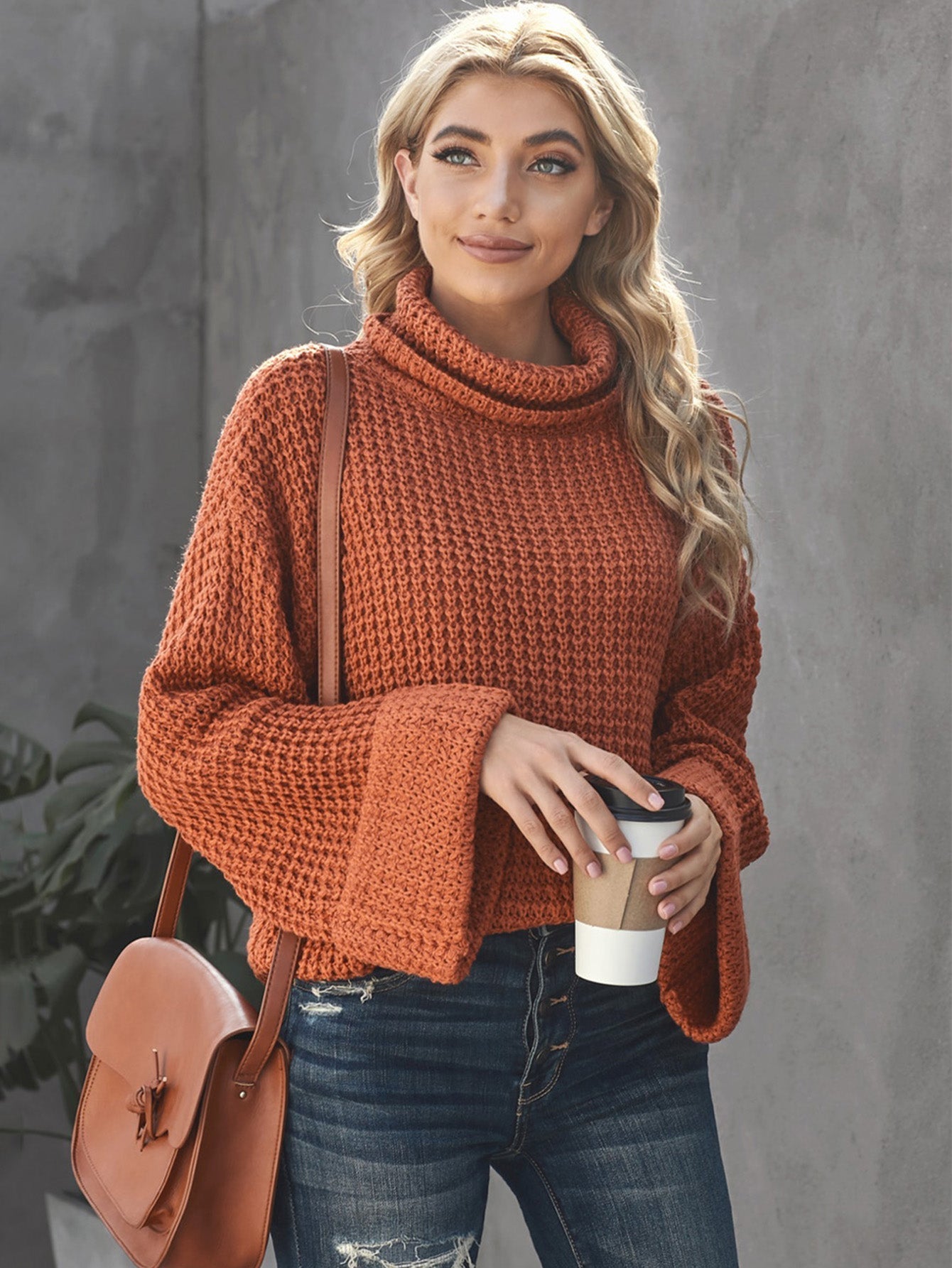 RIBBED CROPPED TURTLENECK SWEATER Sai Feel