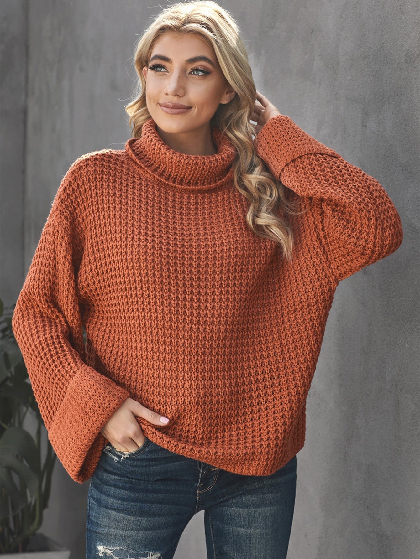 RIBBED CROPPED TURTLENECK SWEATER Sai Feel