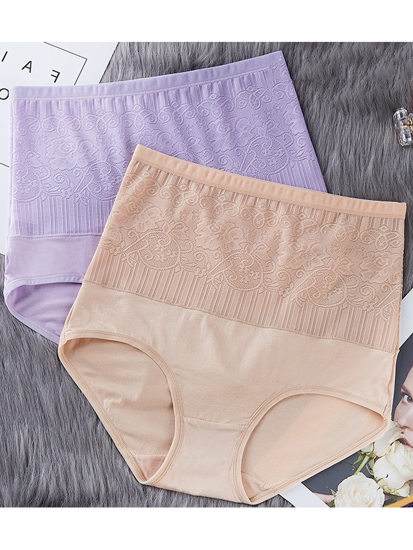 Regenerated cellulose fiber Trend color high waist women's body shaping pants Skin friendly and breathable flowers decorative pattern Sai Feel