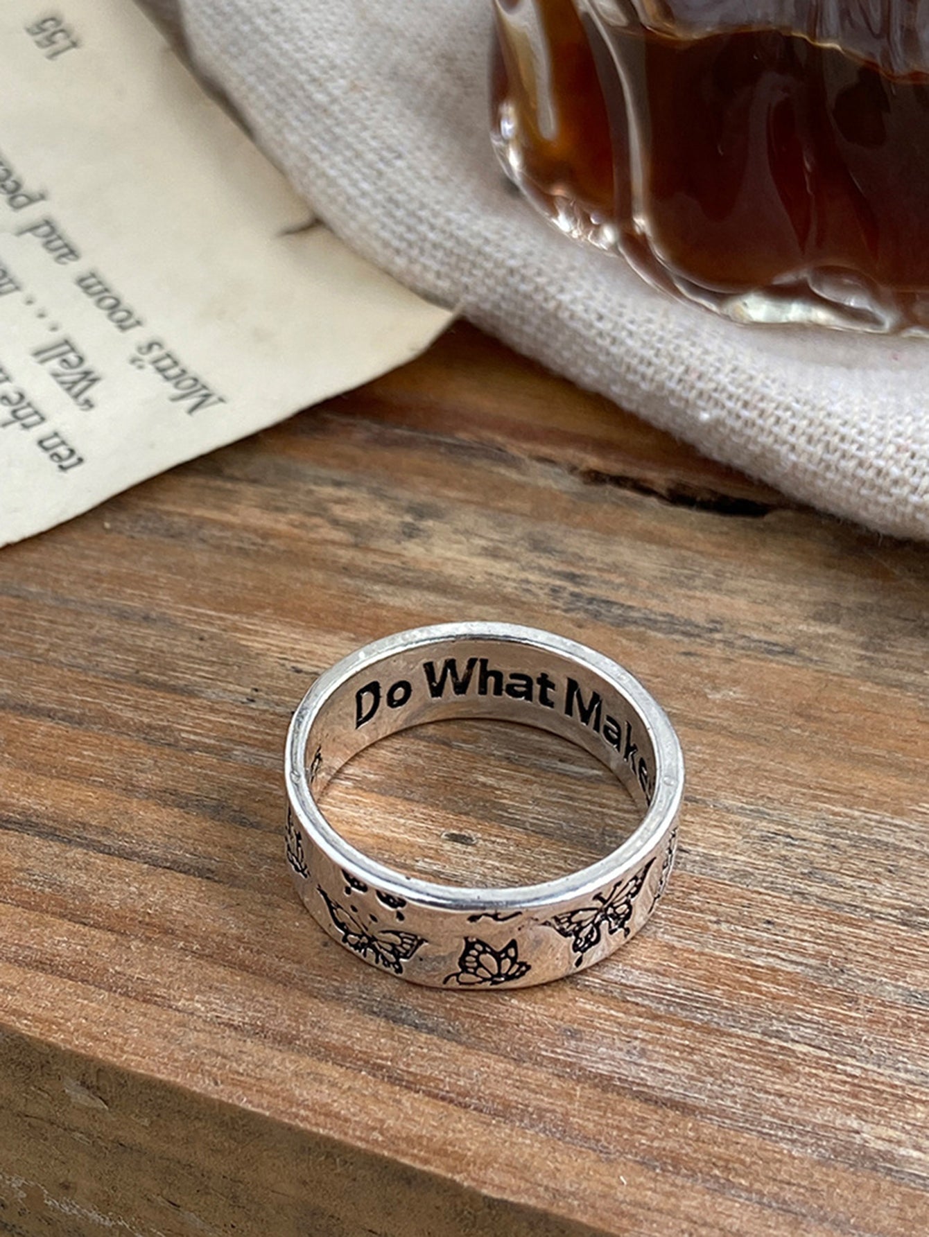 Retro Engraved Butterfly Ring Sai Feel