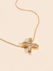 Rhinestone cross pendant necklace Sai Feel