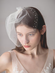 Rhinestone shinning Birdcage mesh wedding veil clip hair accessory Sai Feel