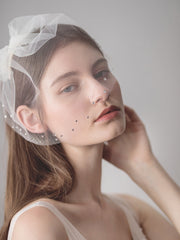 Rhinestone shinning Birdcage mesh wedding veil clip hair accessory Sai Feel