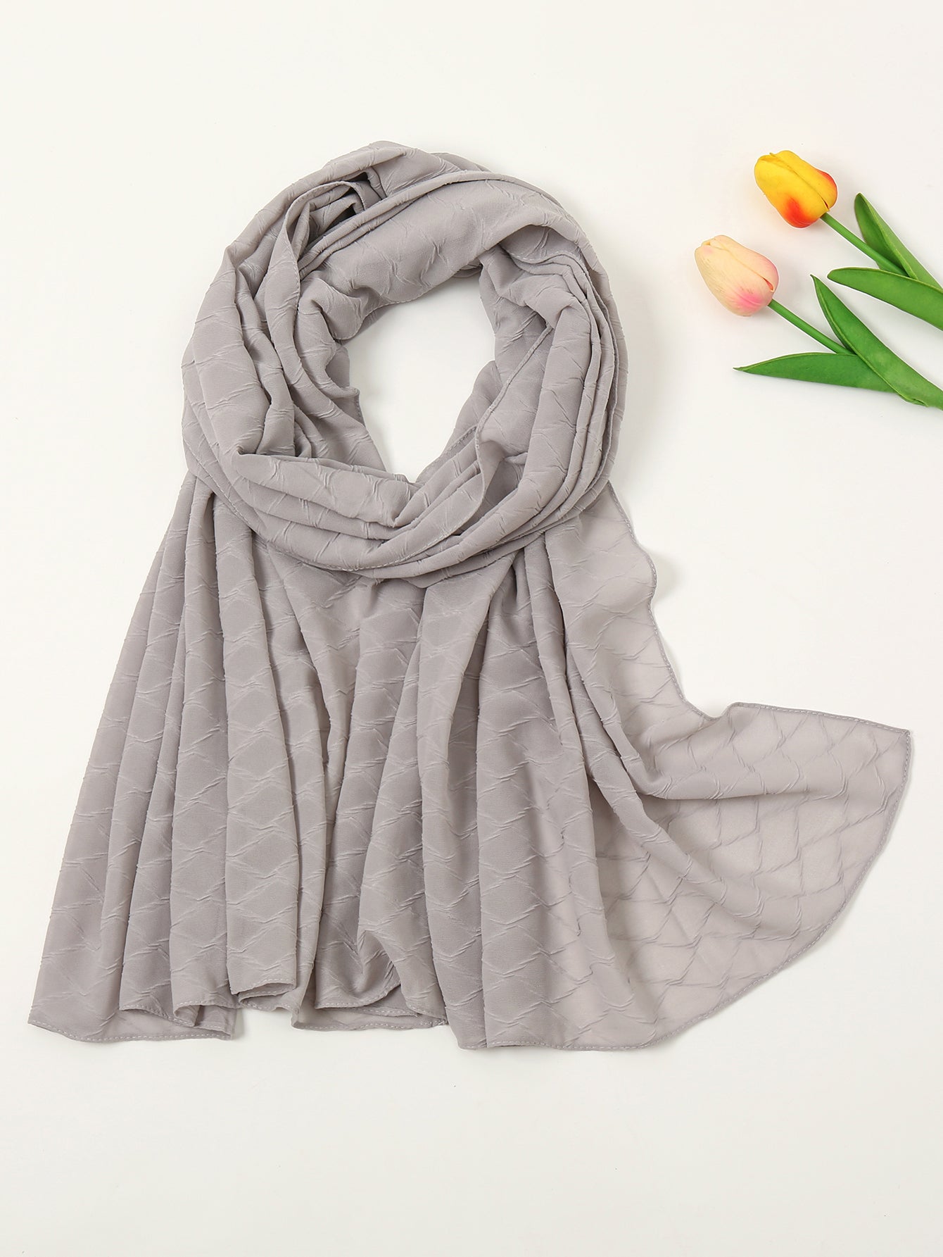 Rhombus check wrinkle scarf Sai Feel