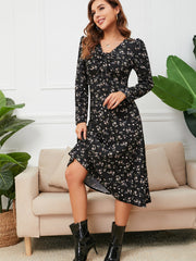 Rib Knit Ruched Bust Floral Dress Sai Feel