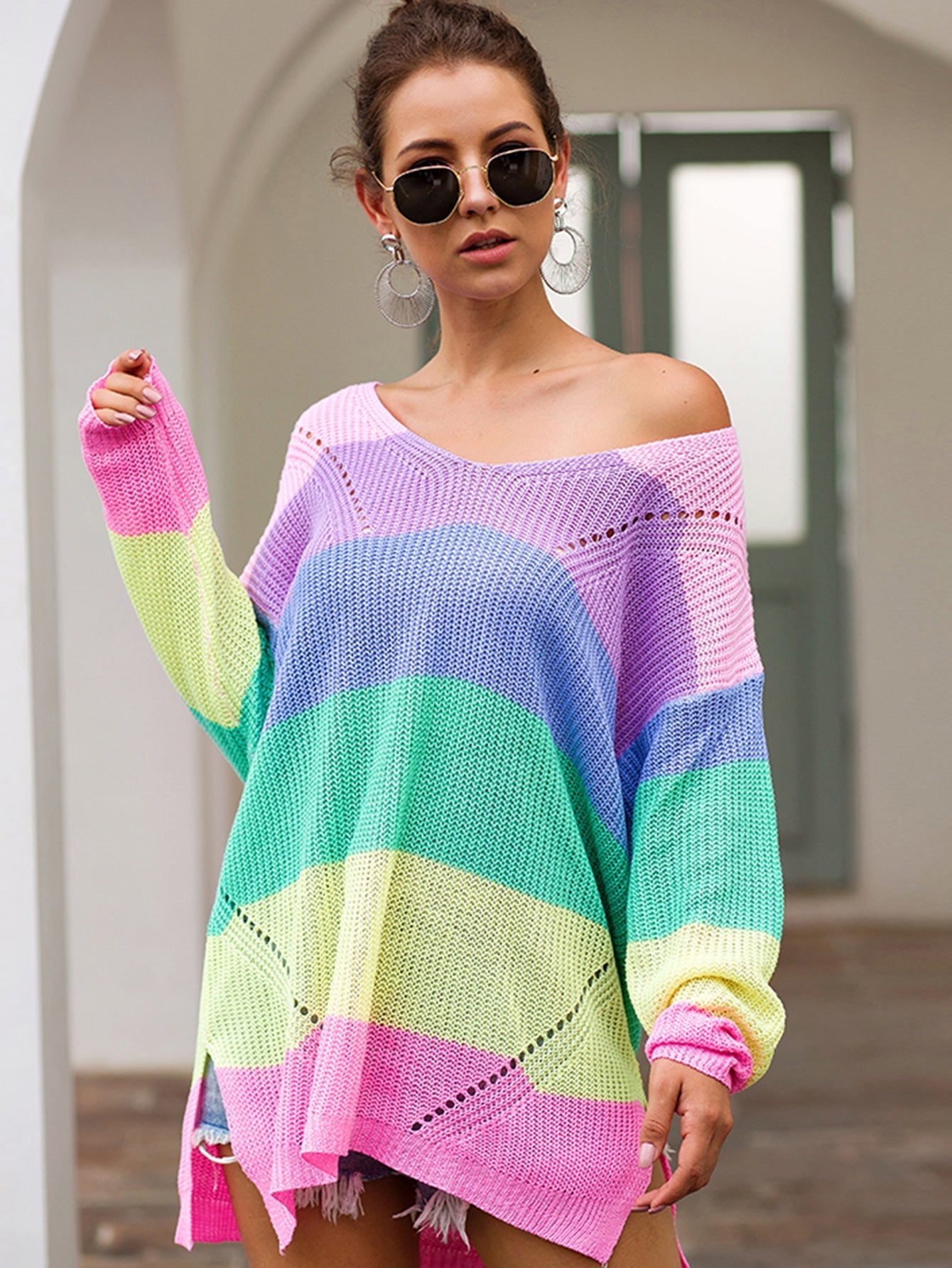 Ribbed Colorblock Sweater Sai Feel