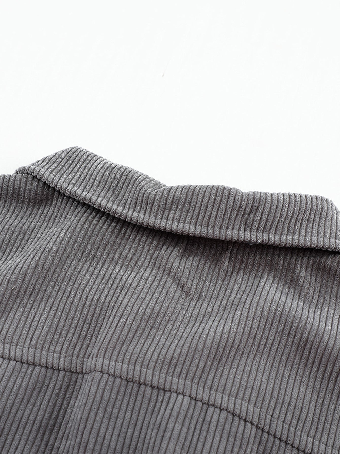 Ribbed Corduroy Long Sleeve Jacket with Pocket Sai Feel