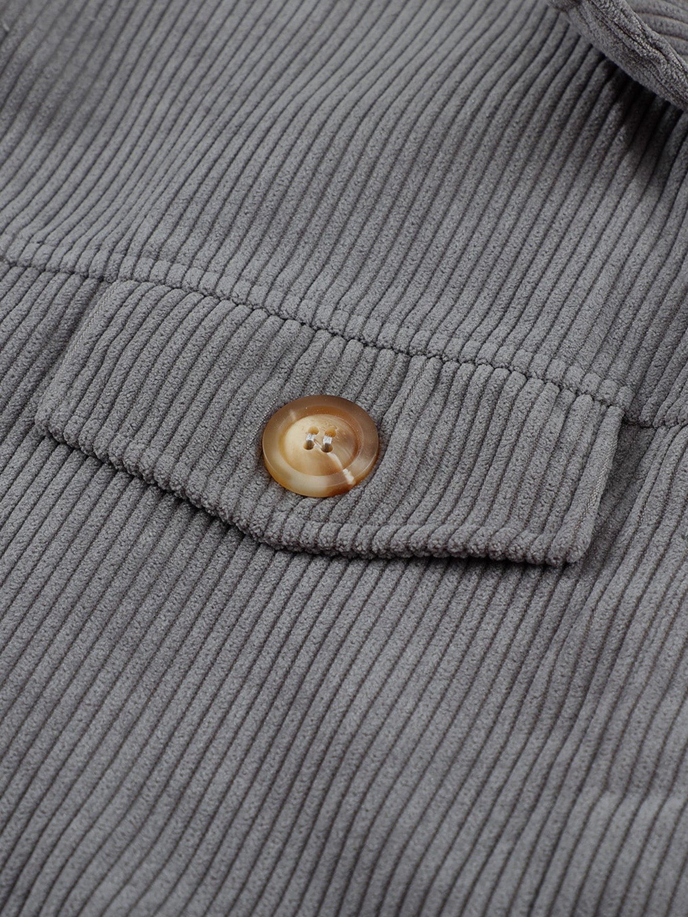 Ribbed Corduroy Long Sleeve Jacket with Pocket Sai Feel