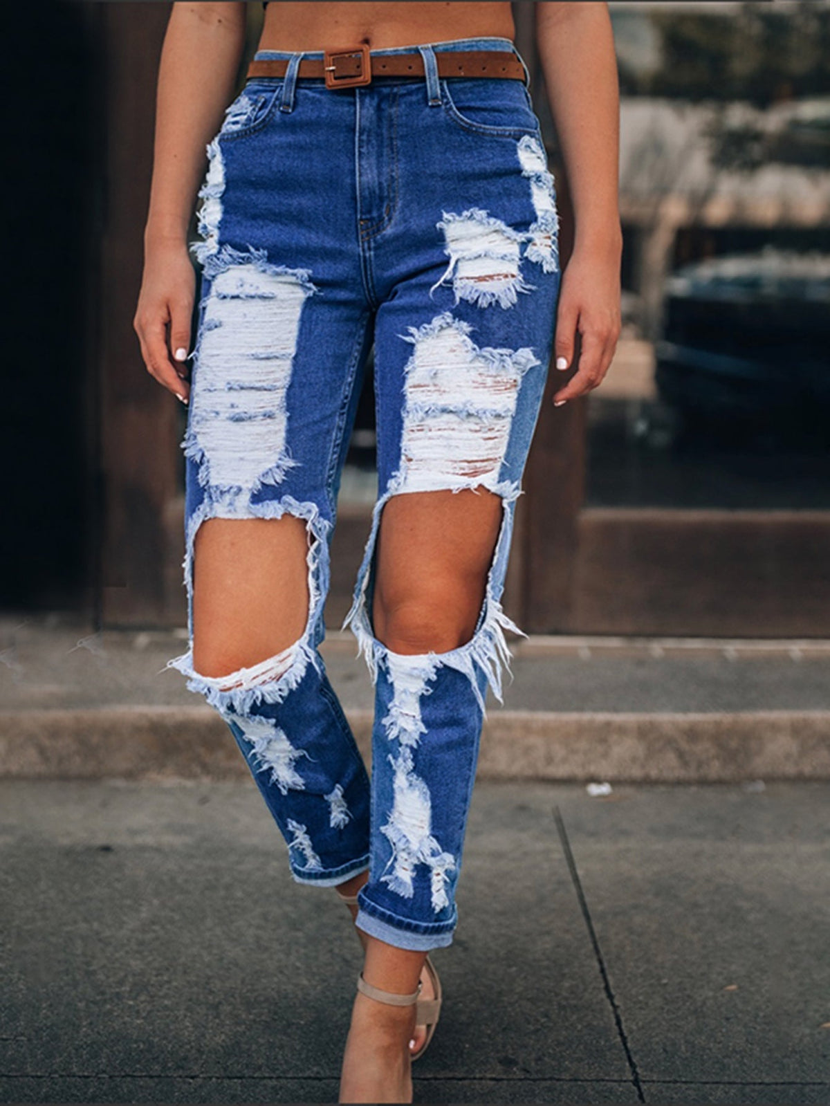 Ripped Cut Out Jeans Sai Feel