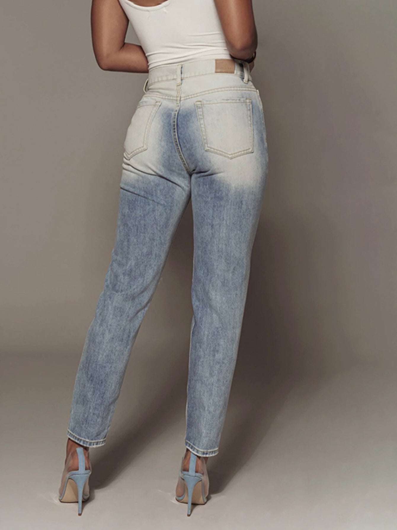 Ripped Detail Straight Leg Jeans Sai Feel