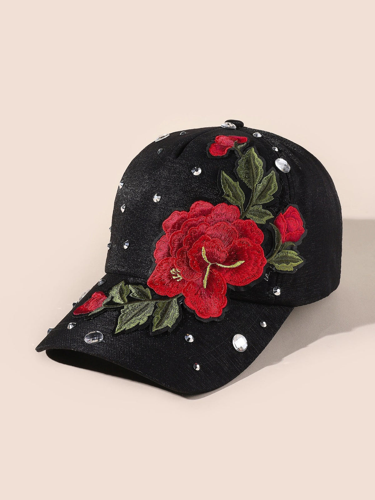 Rivet Decor Floral Embroidery Baseball Cap Sai Feel